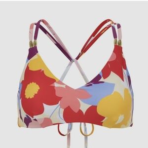 Time and Tru Floral X-Back Bikini Top